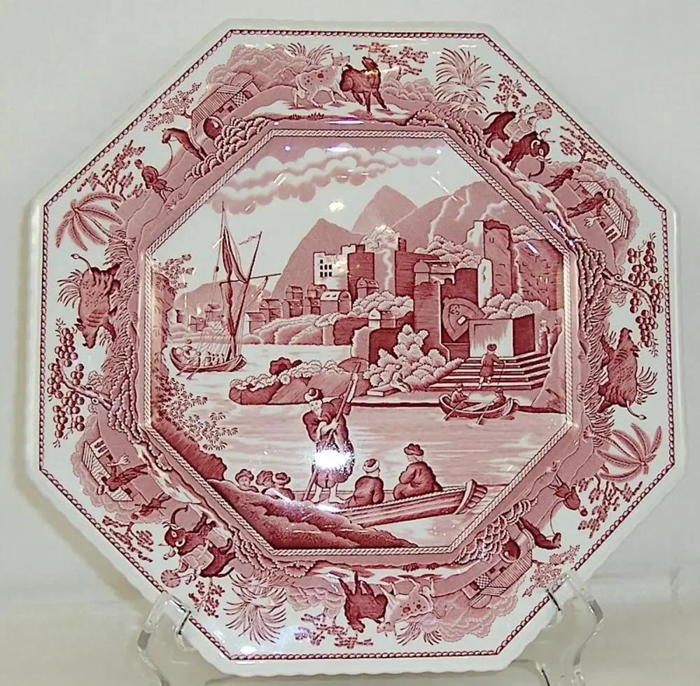 VTG Spode Archive Sutherland Caramanian Pink Transferware 10.5